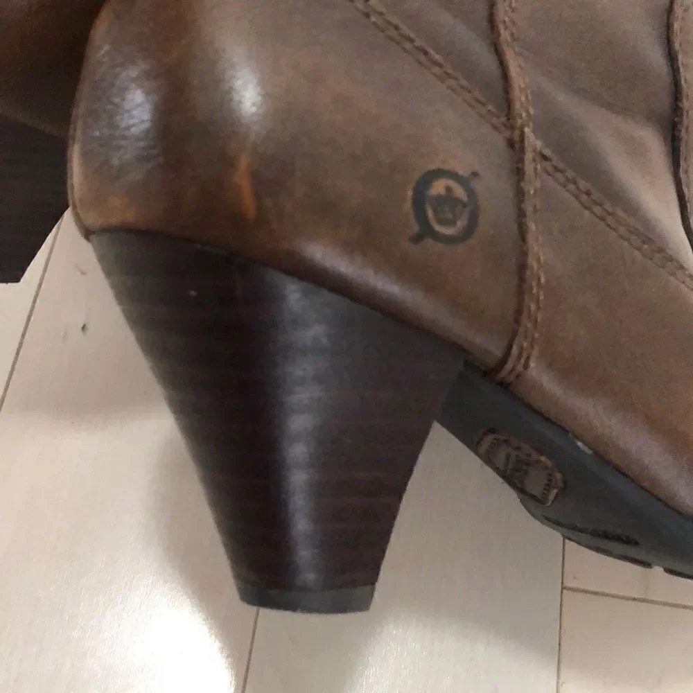 Born Shoes Women's Mallory Style Leather High Boots Brown Size 6